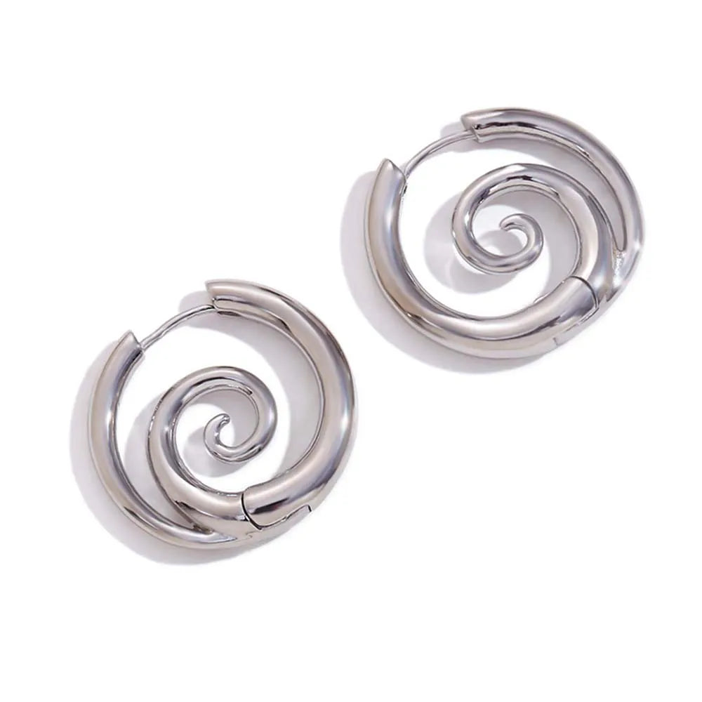 Spiral twisted hoop earrings in gold or silver by Kat&Co.