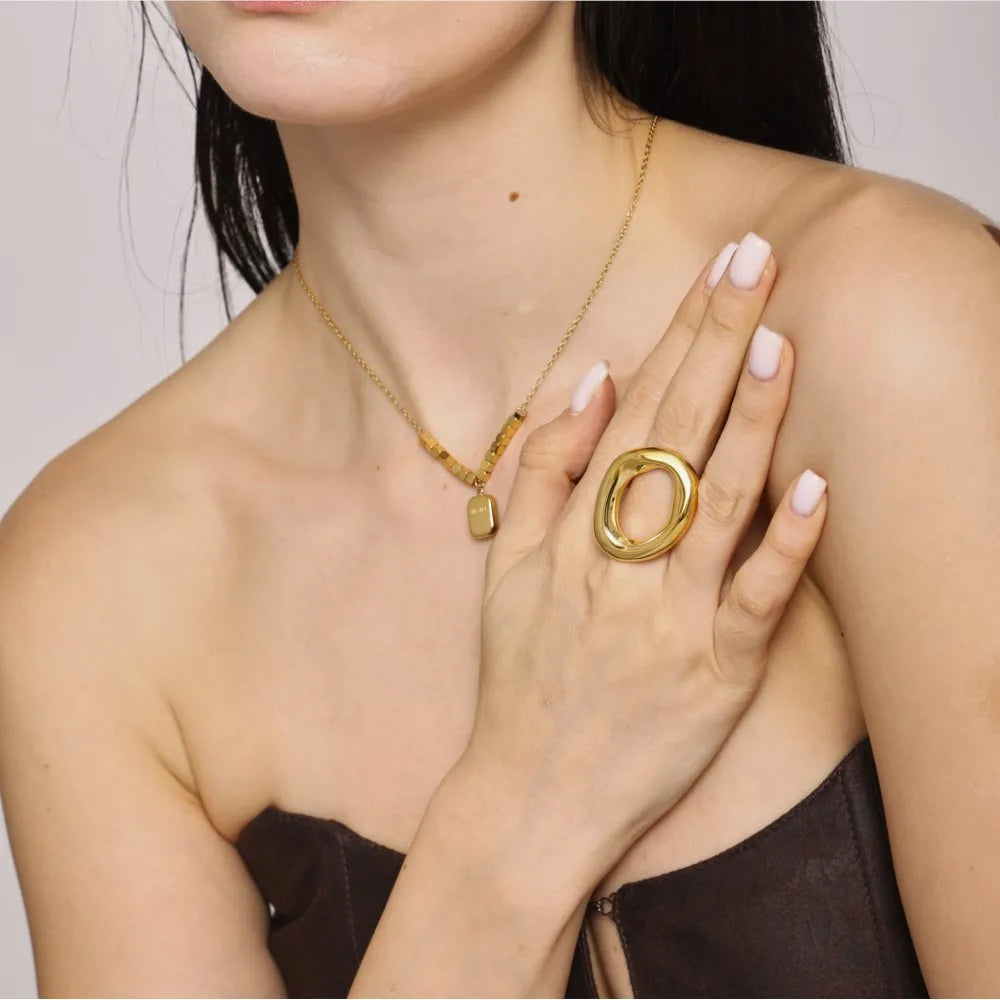 Chunky adjustable statement ring in gold or silver by Kat&Co.