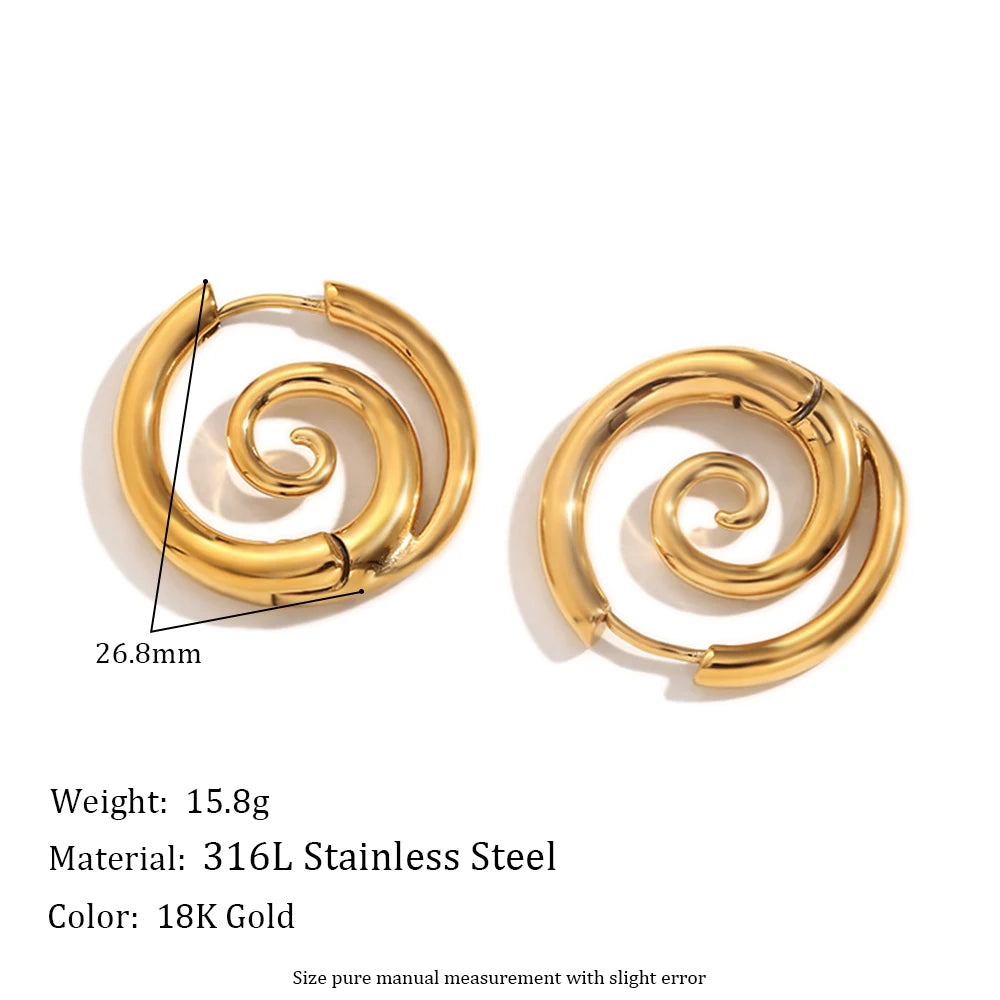 Spiral twisted hoop earrings in gold or silver by Kat&Co.