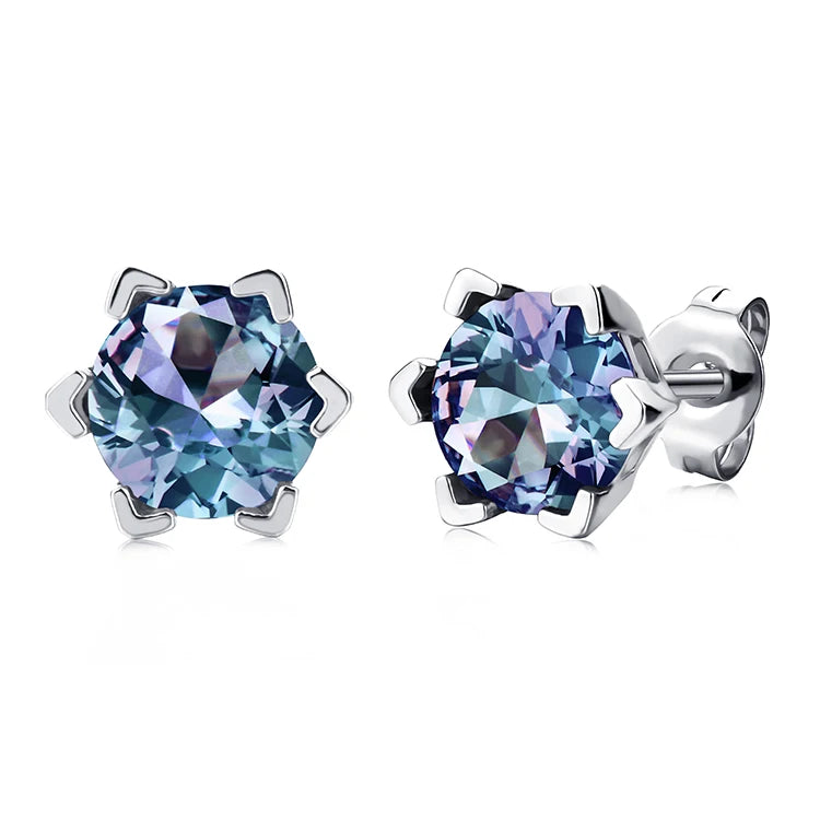 Alexandrite stud earrings in sterling silver by Kat&Co.