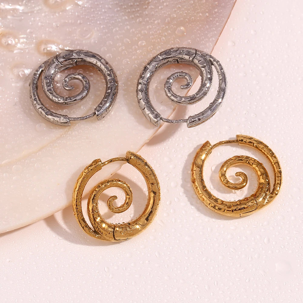 Spiral twisted hoop earrings in gold or silver by Kat&Co.