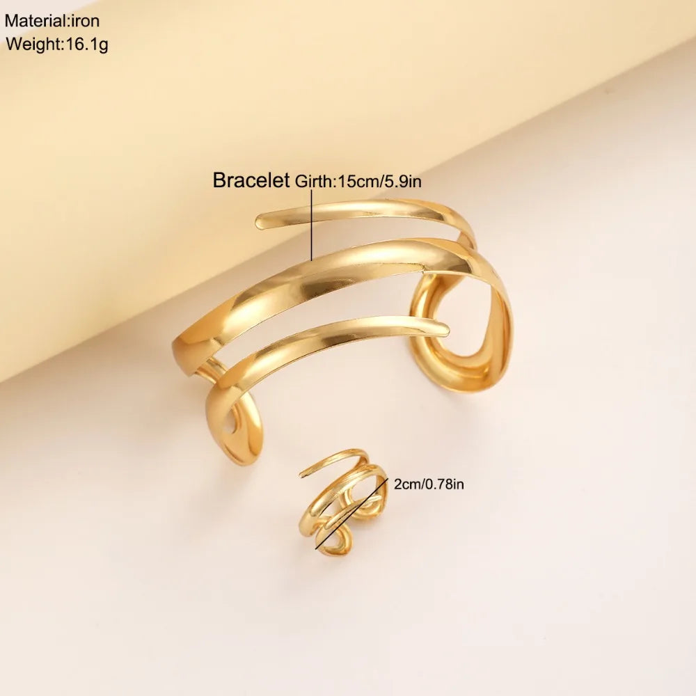 Chunky geometric bracelet and ring set by Kat&Co.
