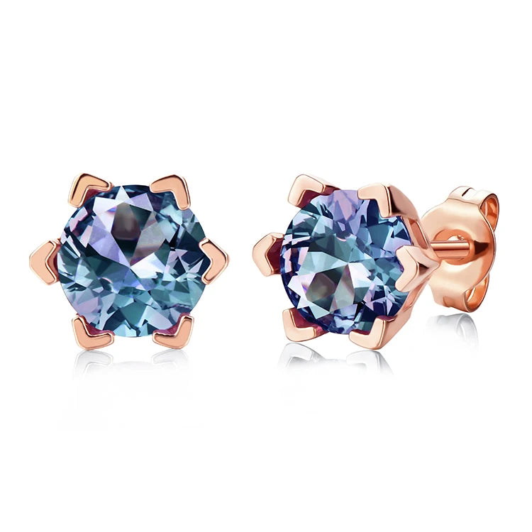 Alexandrite stud earrings in sterling silver by Kat&Co.
