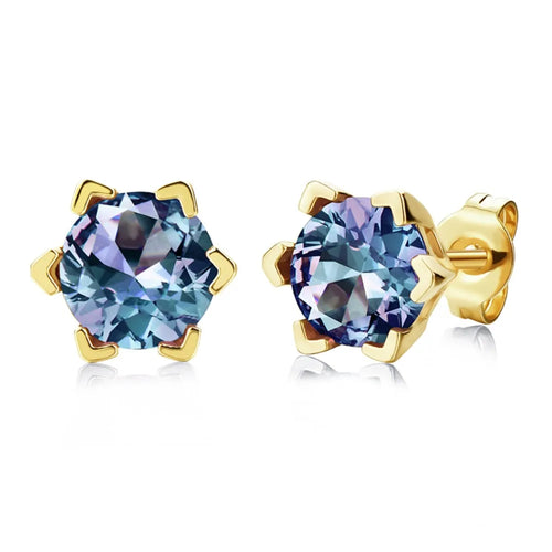 Alexandrite stud earrings in sterling silver by Kat&Co.