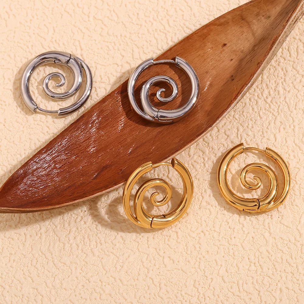 Spiral twisted hoop earrings in gold or silver by Kat&Co.