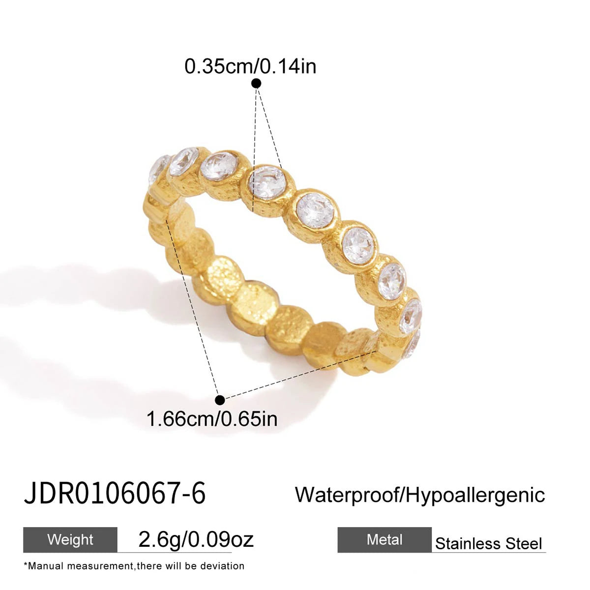 Gold chunky ring with blue crystal by Kat&Co.