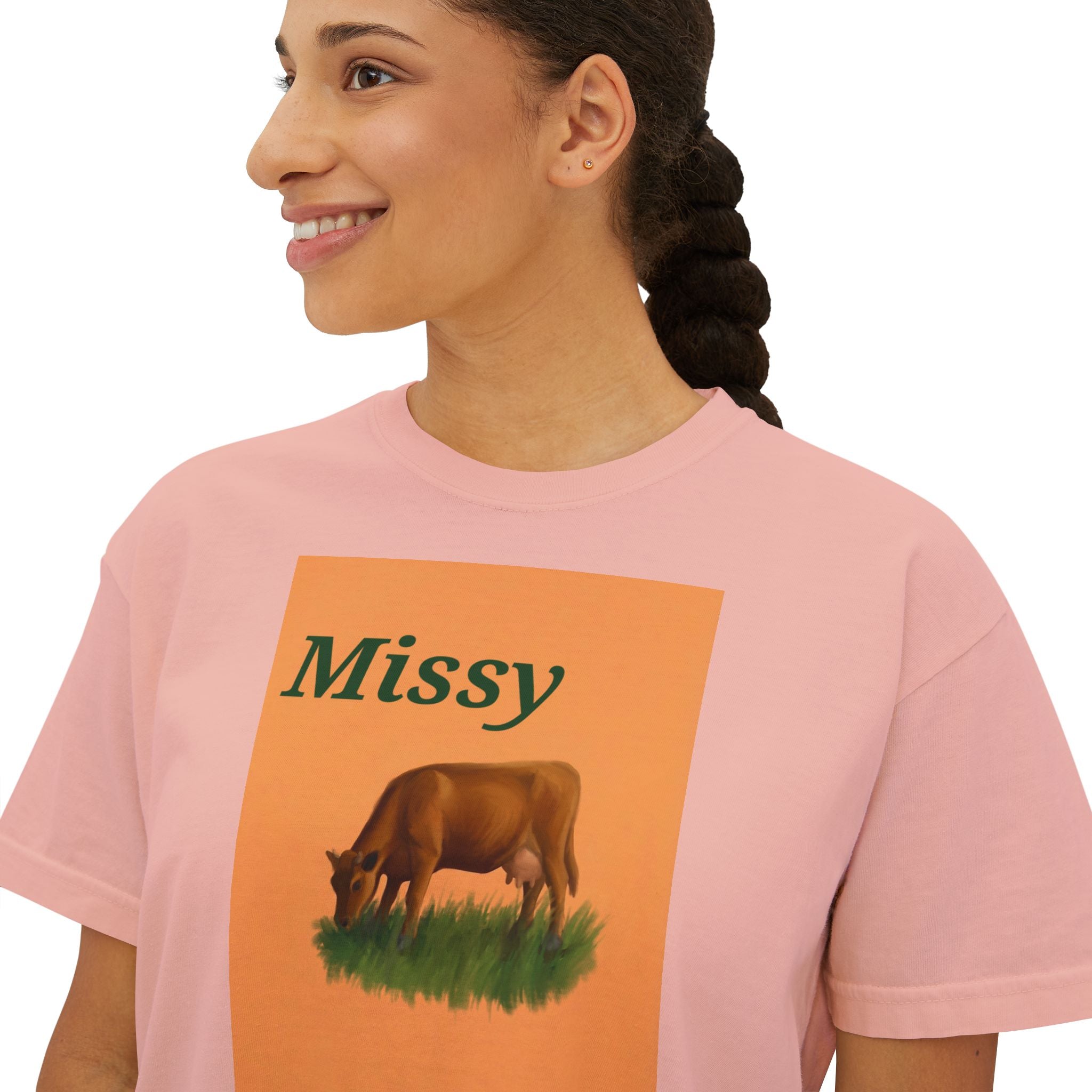 Missy Moo Cow Illustration Women's Boxy Tee